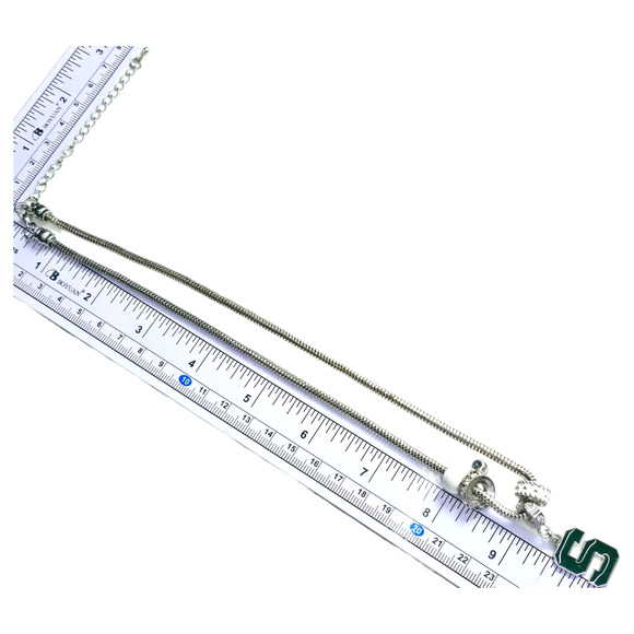 2 Michigan State University Spartans MSU Pendant Necklaces 5 Charm Love Silver T - Picture 5 of 6